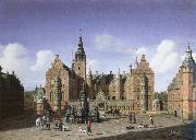 heinrich hansen frederiksborg castle,the departure of the royal falcon hunt oil painting